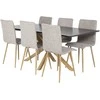 Venture Design Valgomojo stalo ir kėdžių komplektas 180x90x75 cm Juodo ąžuolo imitacija Šviesiai pilka