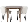 Venture Design Valgomojo stalo ir kėdžių komplektas Andy valgomojo stalas ir Edina valgomojo kėdė 180x75 cm natūralaus ir balto MDF bei boucle