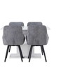 Venture Design Valgomojo stalo ir kėdžių komplektas Pluto 120x160x90 cm Balta MDF Stiklas Juoda Tamsiai pilka audinys