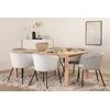 Venture Design Valgomojo stalo ir kėdžių komplektas, stalas su slankiojančia ištrauka ir Berit kėdė, 170x95x75 cm, balta, juoda, šviesiai pilka veliūrinė