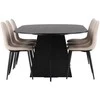 Venture Design Valgomojo stalo ir kėdžių komplektas Bootcut ovalus stalas ir Polar kėdės 115x230 cm juoda smėlio spalvos MDF faneruotė