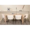 Venture Design Valgomojo stalo ir kėdžių komplektas Slider 170x95x75 cm Balta aksominė medžiaga