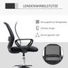 Vinsetto darbo kėdė, ergonomiška sukamoji kėdė, biuro kėdė, reguliuojamo aukščio stovimoji kėdė, kojų atrama, metalas, juoda, 59,5x60x102,5–126 cm