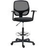 Vinsetto ergonominė biuro kėdė, darbo kėdė, sukamoji kėdė, kėdė piešimui, reguliuojamas kojų žiedas, iki 120 kg, juoda, 60x56x110-132 cm
