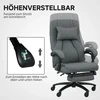 Biuro kėdė Vinsetto su masažo funkcija, ergonomiška rašomojo stalo kėdė su atlošimo funkcija, galvos atrama su USB jungtimi, reguliuojamo aukščio, besisukanti vadovo kėdė, lininio audinio išvaizda, tamsiai pilka
