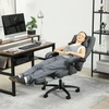 Biuro kėdė Vinsetto su masažo funkcija, ergonomiška rašomojo stalo kėdė su atlošimo funkcija, galvos atrama su USB jungtimi, reguliuojamo aukščio, besisukanti vadovo kėdė, lininio audinio išvaizda, tamsiai pilka