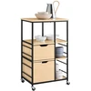 Virtuvės vežimėlis, SoBuy FKW111-N, 89x53x37 cm, natūrali mediena ir juoda