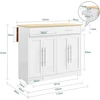 Virtuvės vežimėlis, SoBuy FKW129-WN, 113x91x44–69 cm, baltas