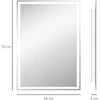 HOMCOM Vonios Veidrodis su Apšvietimu 70 x 50 cm LED Veidrodis su Atminties Funkcija Sieninis Veidrodis su Jutikliniu Jungikliu, Nesibraižantis Apšviestas Veidrodis su 3 Šviesos Spalvomis Baltas
