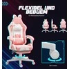 "HOMCOM" žaidimų kėdė Ergonomiška žaidėjų kėdė su juosmens atrama, kojų atrama, žaidimų kėdė su katės ausimis, galvos pagalvėle, reguliuojamo aukščio biuro kėdė su reguliuojama atsilenkimo funkcija Rausva