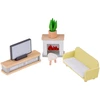 Jokomisiada 28-Piece Wooden Dollhouse Furniture Set – Kitchen, Living Room, Bedroom and Bathroom ZA660