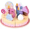 Jokomisiada Candy Wooden Birthday Cake Toy with Candles and Decorations – Cutting Play Set ZA5936