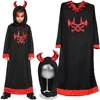 Jokomisiada Devil Costume for a Boy – Juodas Robe and Hood with Horns, Size L