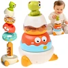 Jokomisiada Dinosaur Sensory Stacking Tower for Children – Rattle and Puzzle ZA6584