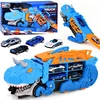 Jokomisiada Foldable car 2 in 1 DINOSAUR garage eats vehicles + signs and springs ZA6595