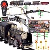 Jokomisiada Large Retro Train Locomotive Remote Control Train Light Steam Sound RC0700