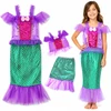 Jokomisiada Mermaid Costume for Girls with Top and Shimmering Fish-Scale Skirt ZA6382