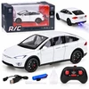 Jokomisiada Tesla Model X RC 1:22 Die-Cast Remote-Controlled Car with LED Lights and Smoke Effect RC0772
