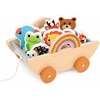 Jokomisiada Wooden cart with 7 animals to pull ZA6168