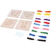 Jokomisiada Wooden Montessori Interlacing – Set of 4 Templates + Embroidery Thread ZA6543