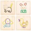 Jokomisiada Wooden Montessori Interlacing – Set of 4 Templates + Embroidery Thread ZA6543
