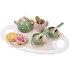 Jokomisiada Wooden tea set PISTACHIO for children, 15 accessories ZA6611