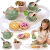 Jokomisiada Wooden tea set PISTACHIO for children, 15 accessories ZA6611