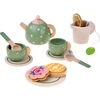 Jokomisiada Wooden tea set PISTACHIO for children, 15 accessories ZA6611