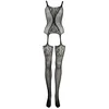 Shots Obsessive Bodystocking F206 Fishnet &amp; Lace Pattern One Size S-XL Juodas