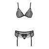 Obsessive 840-SEG-1 3-Piece Lingerie Set Juodas L/XL with Baltas Embroidery