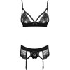 Obsessive - Wonderia Set 3 pcs Juodas L/XL 3 dalių apatinių komplektas