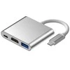 Aluminiuotas adapteris HUB 3w1 USB-C į HDMI 4K, USB 3.1, USB-C - sidabrinis