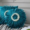 Apvalus pagalvės užvalkalas - Chrysanthemum, mėlyna 45 cm