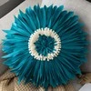 Apvalus pagalvės užvalkalas - Chrysanthemum, mėlyna 45 cm