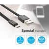 V-tac 1m mikro USB laidas, juodas, laido tipas : medvilninis audinys