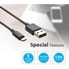 1m mikro USB laidas, juodas, TPE.