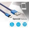 V-tac 1m mikro USB laidas, mėlynas, laido tipas- medvilninis audinys