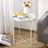 Metalinis apvalus stalas Loft stiliaus - baltas