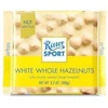 Baltas šokoladas Ritter Sport, su neskaldytais lazdynų riešutais, 100g