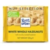 Baltas šokoladas Ritter Sport, su neskaldytais lazdynų riešutais, 100g