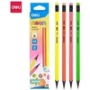 Grafitinis pieštukas Deli Neon U54600, HB, neoninių spalvų, su trintuku