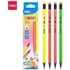 Grafitinis pieštukas Deli Neon U54600, HB, neoninių spalvų, su trintuku