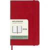 Kalendorius-užrašų knygutė Moleskine 2026 9x14cm, savaitė, kietas viršelis, raudonos spalvos