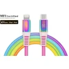 Laidas REAL-EL MFI PD USB Type C - Lightning Rainbow 1m, vaivorykštės spalvos