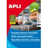 Lipnios etiketės Apli, A4, 36,8x23,8mm, nuimamos, 55 etiketės lape, 100 lapų