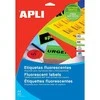 Lipnios etiketės Apli, A4, 60mm, 12 etikečių lape, apvalios, 20 lapų, neoninės raudonos spalvos