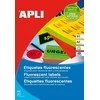 Lipnios etiketės Apli, A4, 64x33.9mm, 24 etiketės lape, 20 lapų, neoninės geltonos spalvos