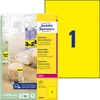 Lipnios etiketės Avery Zweckform, A4, 210x297mm, 25 lapai, neoninės geltonos spalvos