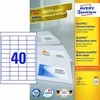 Lipnios etiketės Avery Zweckform, A4, 48,5x25,4mm, 40 etikečių lape, 100 lapų, baltos spalvos
