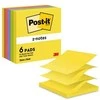 Lipnūs lapeliai Post-it Z-Notes, 76x76mm, neoninių spalvų, 6 vnt.